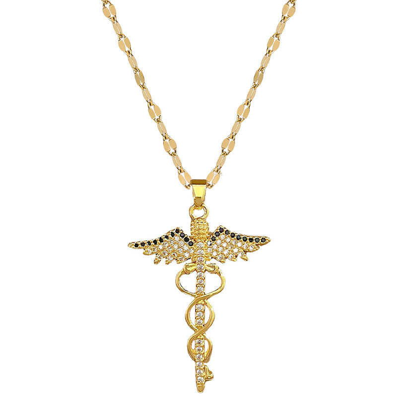 Collier en forme d'ailes d'ange, bâton de serpent de libellule rotatif