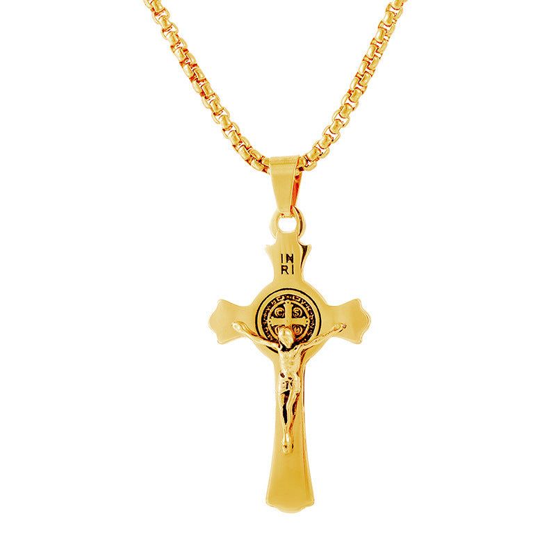 Stainless Steel Trefoil Cross Necklace Pendant Jewelry