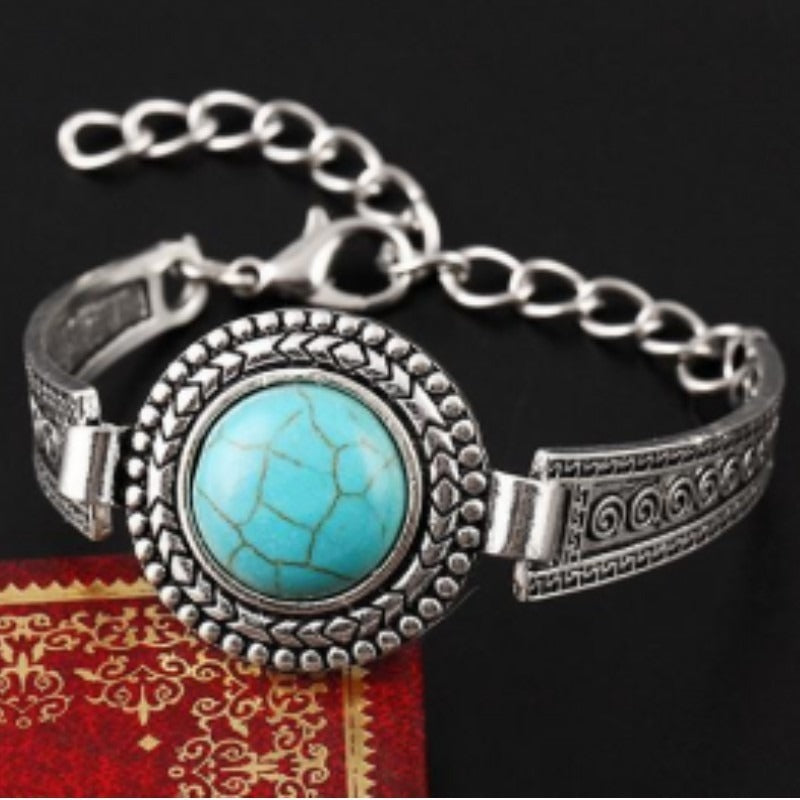 Ornament Brace Lace Bracelet Bohemian Turquoise Retro Hollow Gem