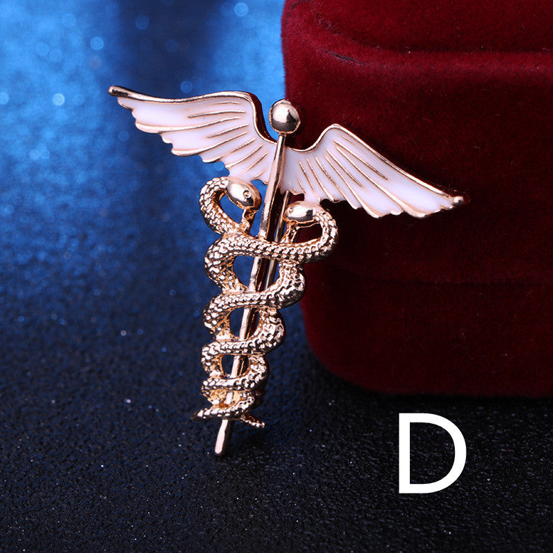 Vintage Alloy Dripping Oil Snake-shaped Animal Brooch, Angel Wings Snake