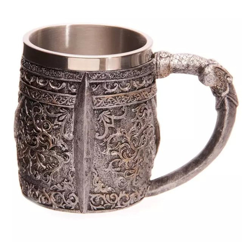 Tasse créative de chevalier de crâne de la résine 3d d'acier inoxydable