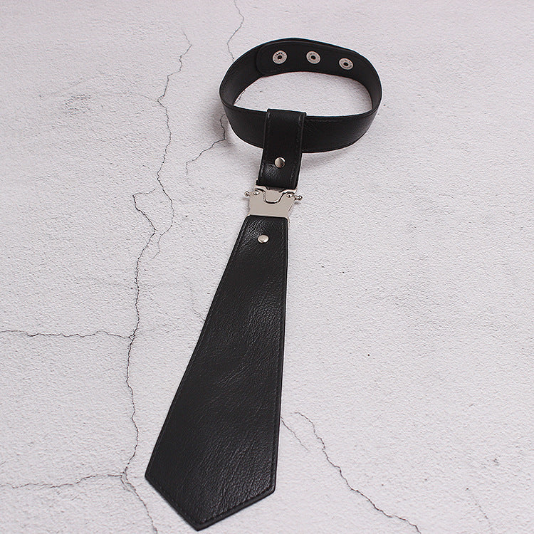 Punk Style Silver Metal Buckle Adjustable Leather Tie