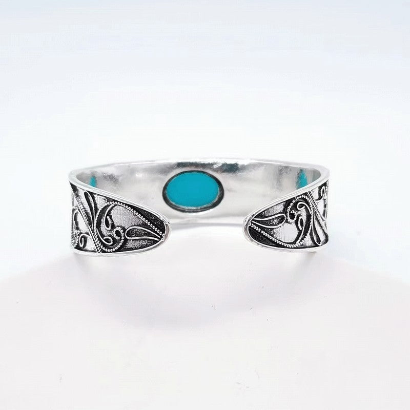 Inlaid Retro Turquoise Open-ended Bracelet