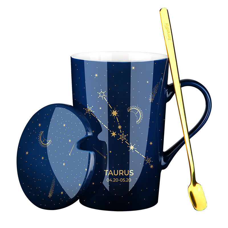 Tasse à café Constellation en céramique avec cuillère à couvercle