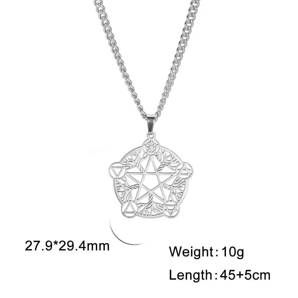 Dawapara Wicca Pentagram Collier Pendentif Inoxydable