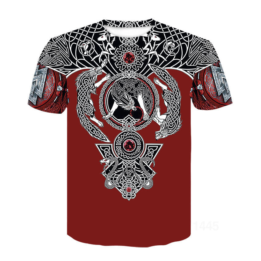 PLstar Cosmos New Fashion Men T Shirt Viking Tattoo