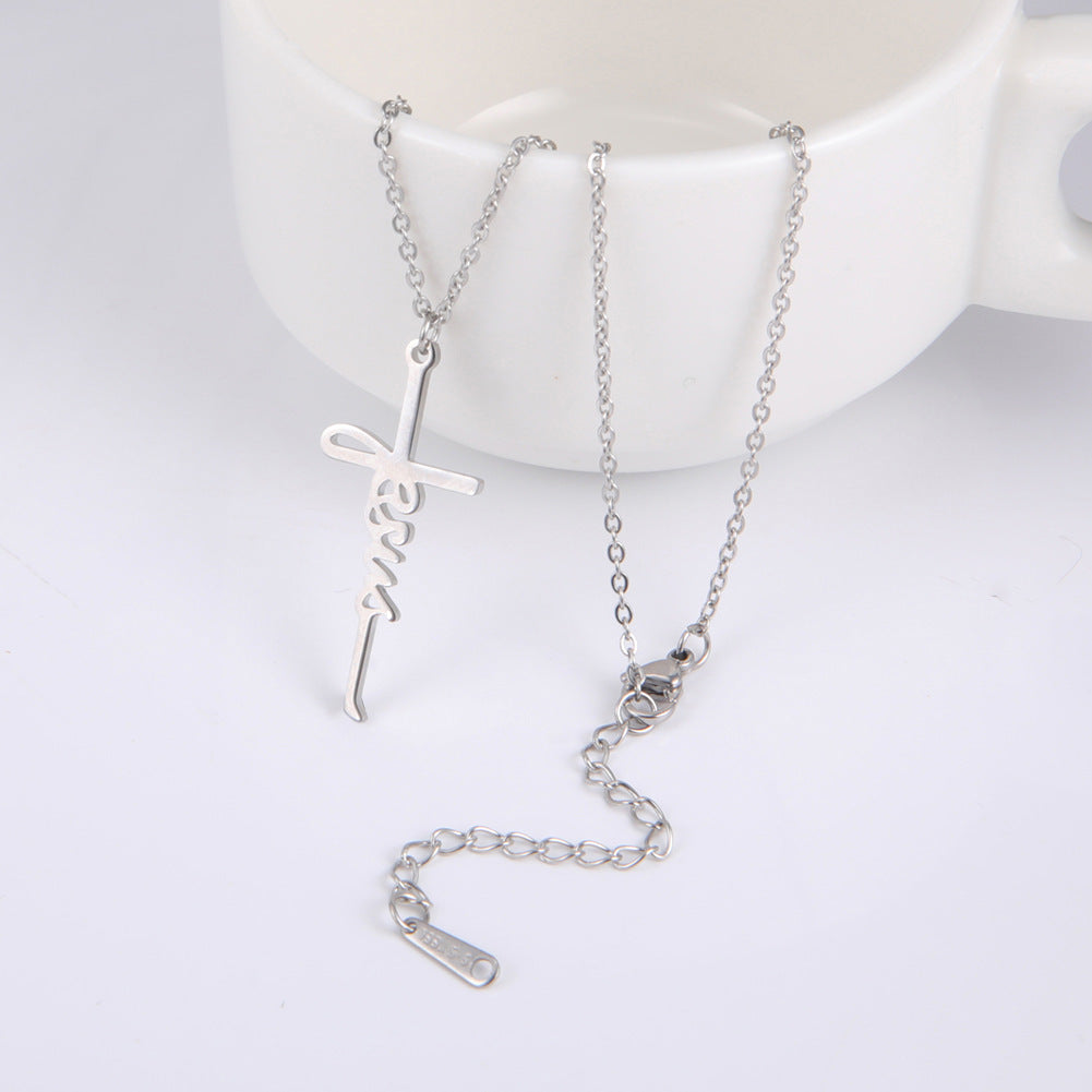 Sweet Jesus Cross Pendant Stainless Steel Necklace
