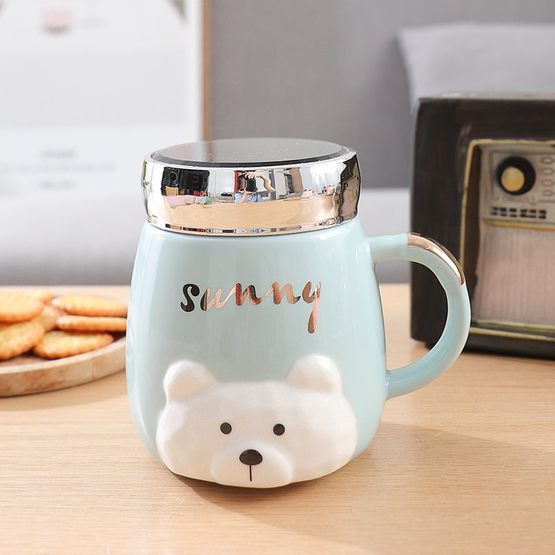 Ins Style Céramique Couple Tasse Avec Couvercle Bureau
