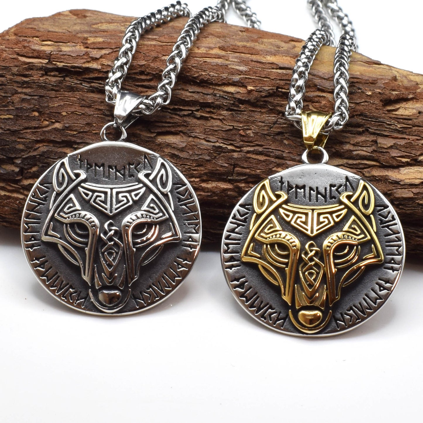 Hip Hop Viking Wolf Head Pendant Stainless Steel Necklace