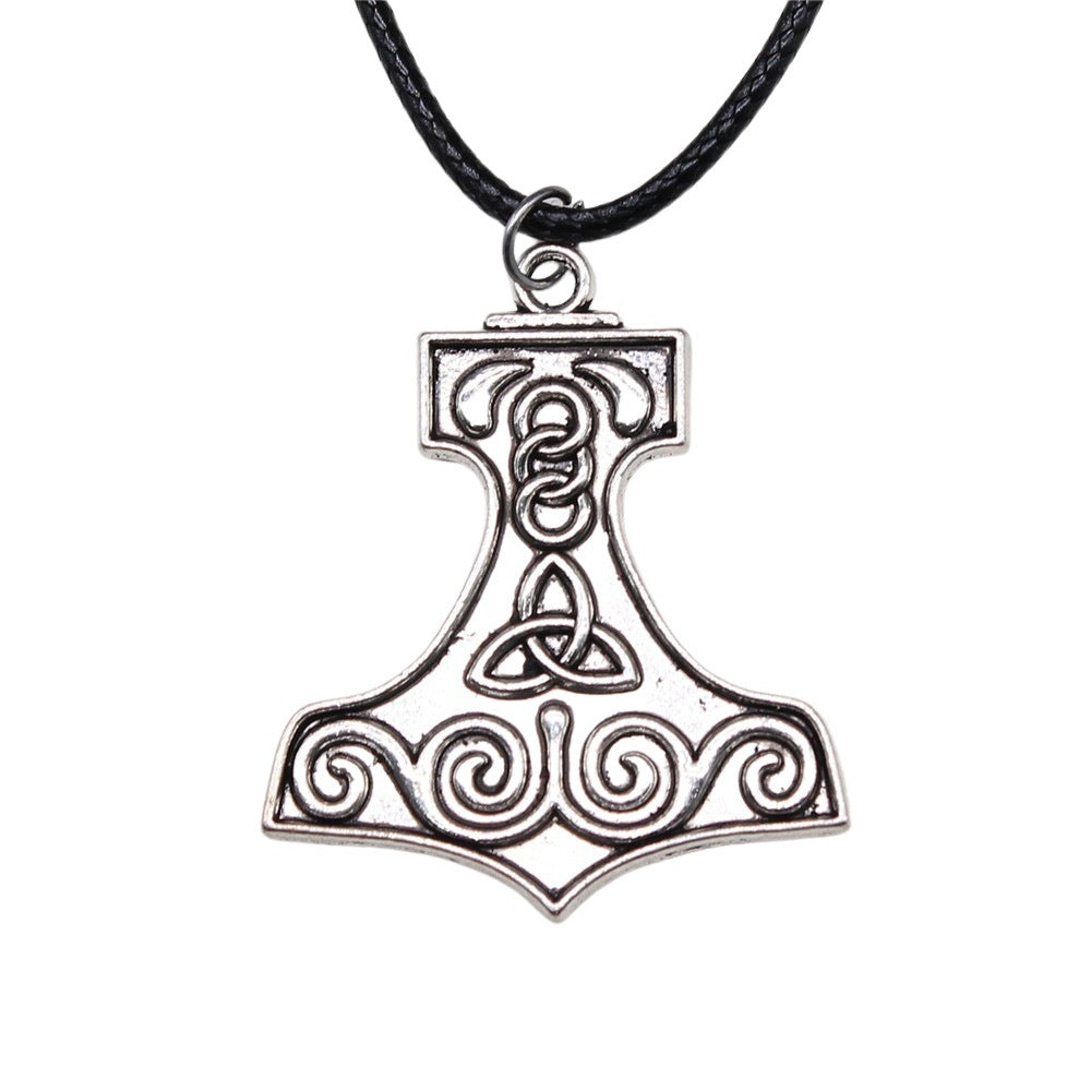 Rudder Amulet Symbol Pendant Black Leather Rope Necklace