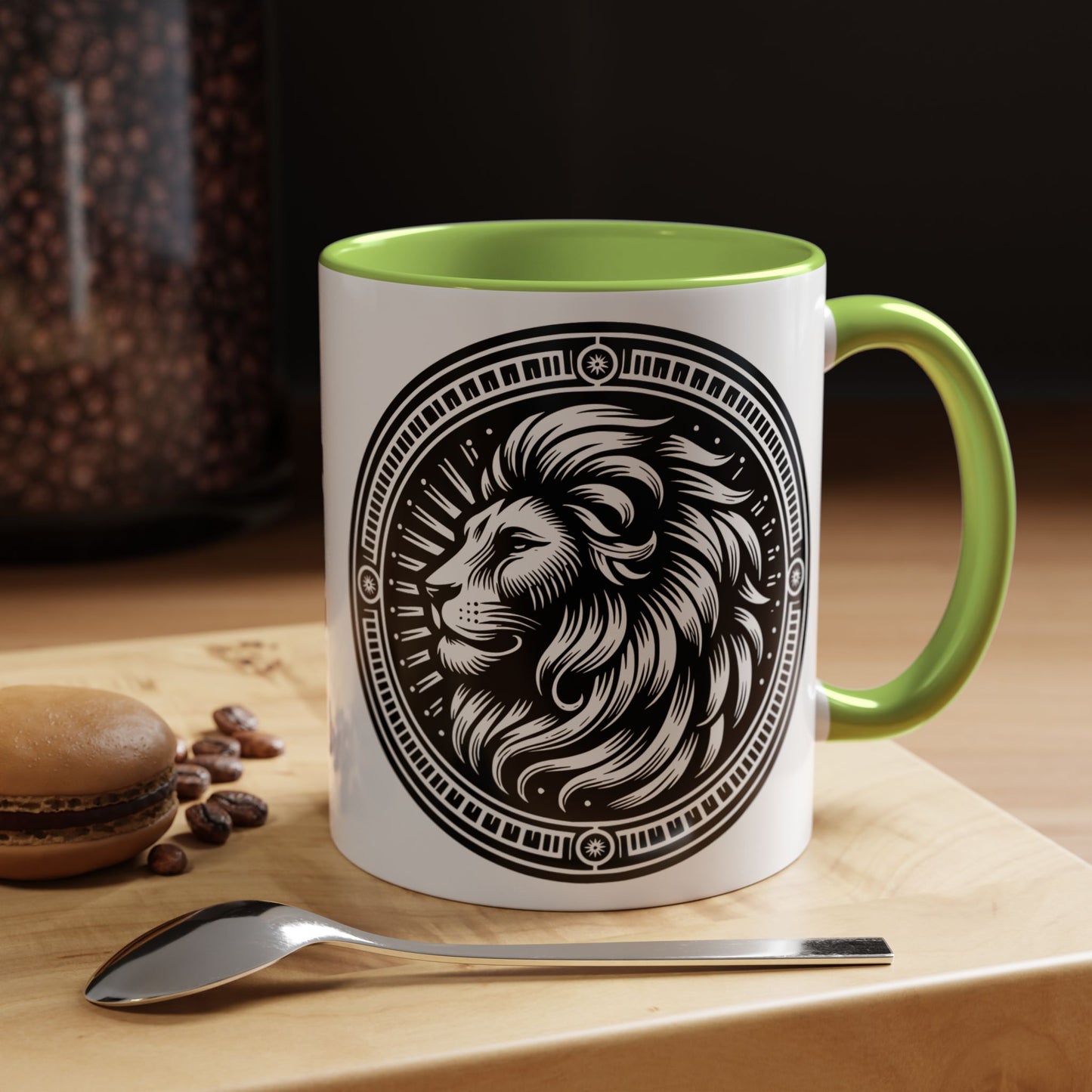 Monochrome Lion Accent Coffee Mug, Boho Lion Mug, Animal Print Coffee Cup, Unique Gift for Coffee Lovers, Home Decor