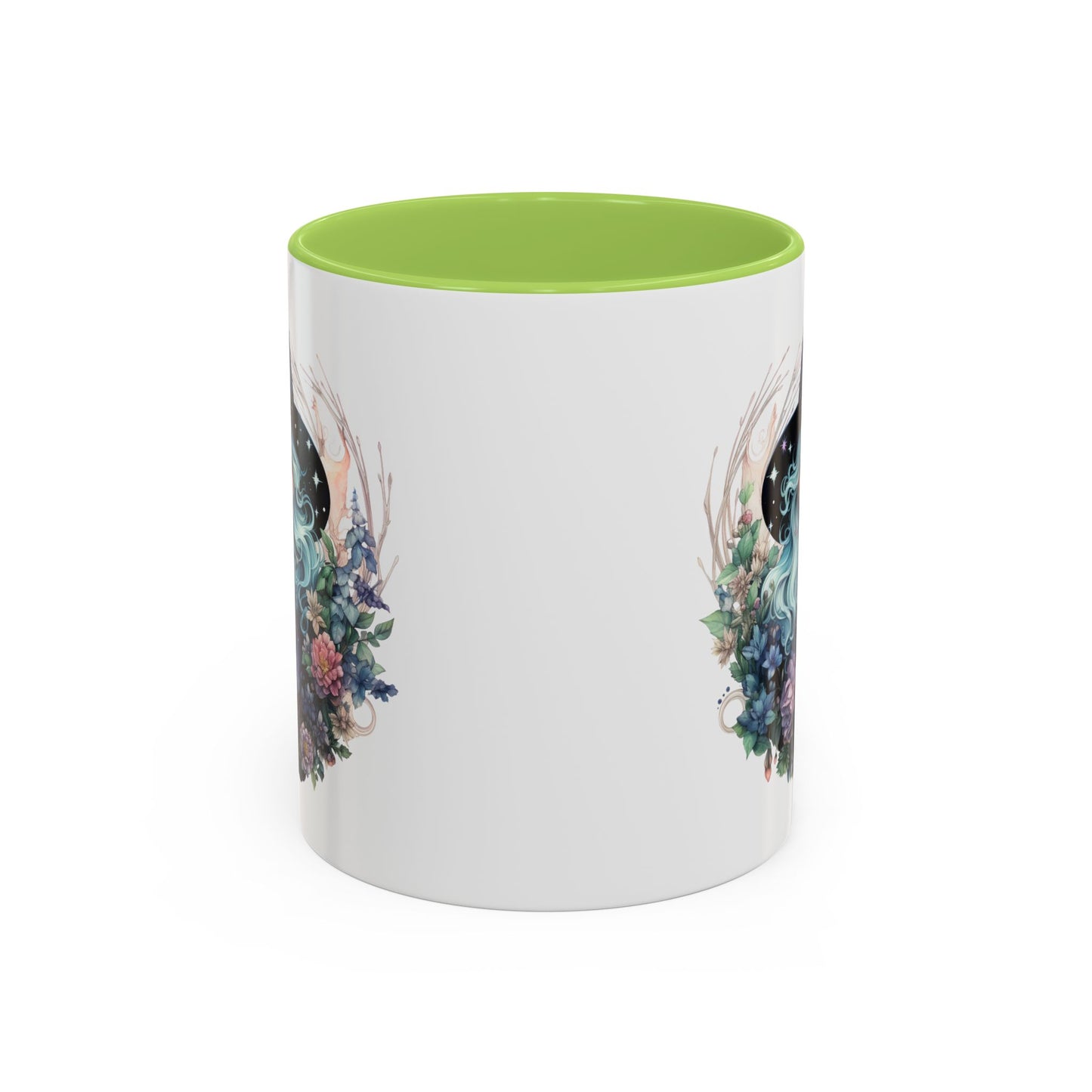 Mystical Floral Witch Coffee Mug with Accent, Gift for Witches, Unique Boho Kitchen Decor, Tea Lover's Mug, Magical Drinkware