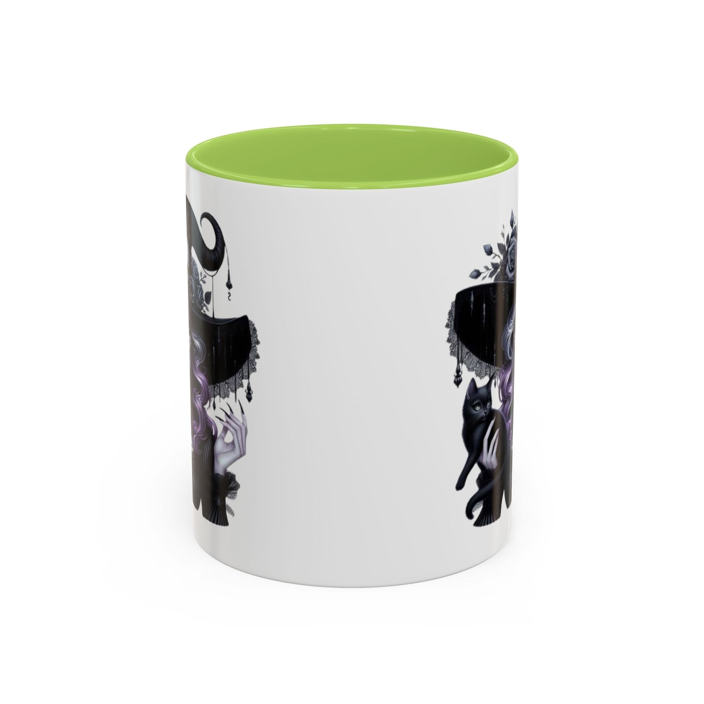 Witchy Accent Coffee Mug: Enchanting Black Cat & Skull Design, Spooky Gift for Halloween, Witchcraft Lover, Home Decor, Coffee Lover