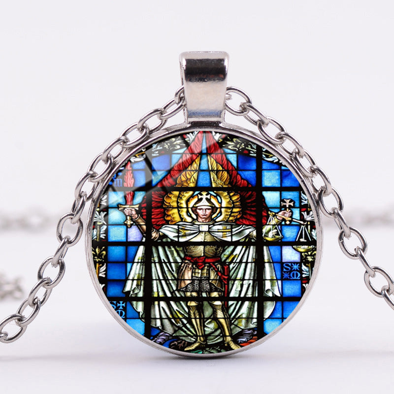 Shield Angel Christian Time Gemstone Pendant Necklace Wholesale