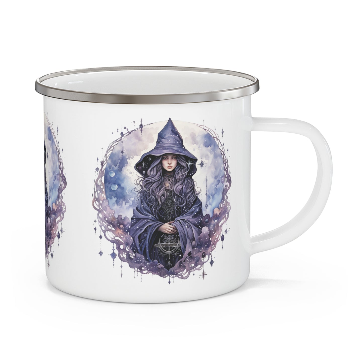 Cosmic Witch Enamel Camping Mug - Celestial Camping Cup, Nature Lover Gift, Adventure Mug, Witchy Decor, Starry Night Camping Gift