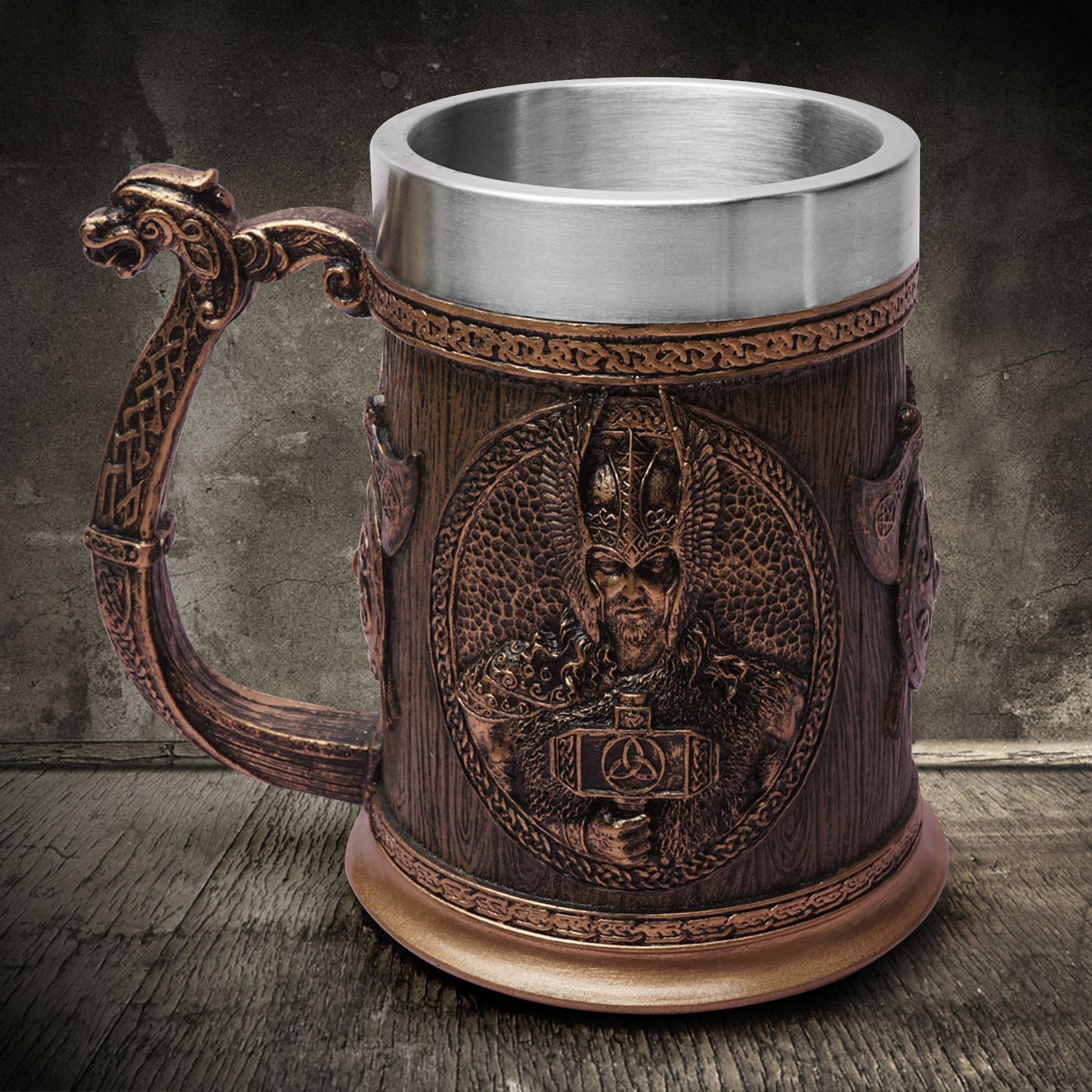 Personnalisé Vaisselle Viking Revêtement En Acier Inoxydable Crâne Vin Tasse De Résine