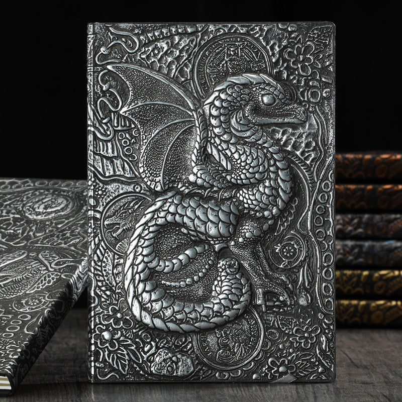 Vintage Anaglyph Dragon Notebook Retro Planner Bronze