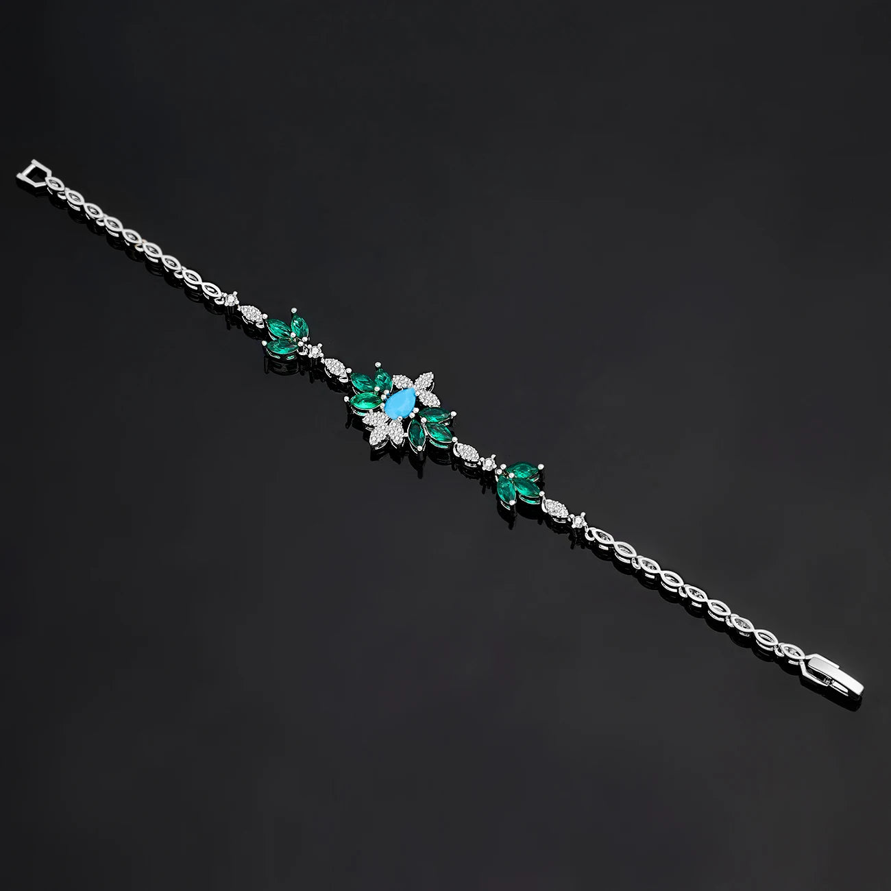 Ensemble de bijoux Turquoise dubaï exquis, pour mariage, fête de mariage, ensemble de 4 pièces d'accessoires, nouvelle collection 2025