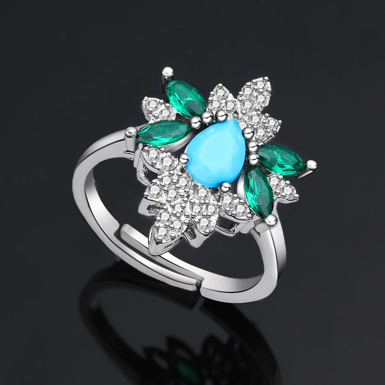 Ensemble de bijoux Turquoise dubaï exquis, pour mariage, fête de mariage, ensemble de 4 pièces d'accessoires, nouvelle collection 2025