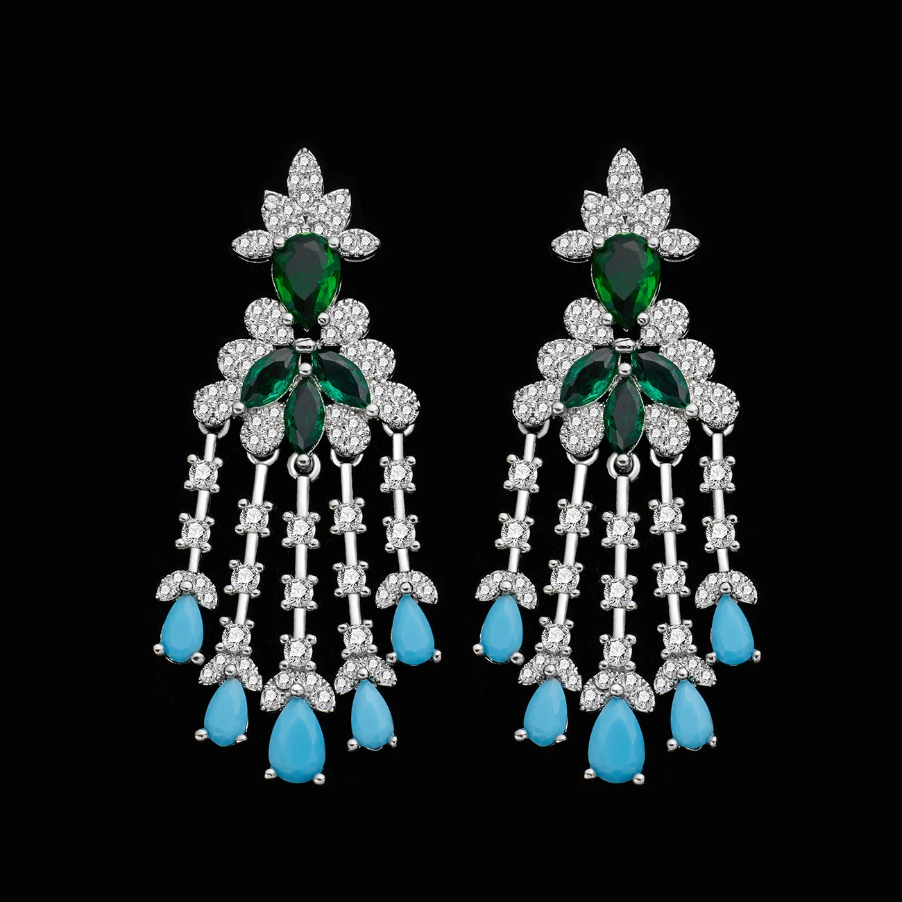 Ensemble de bijoux Turquoise dubaï exquis, pour mariage, fête de mariage, ensemble de 4 pièces d'accessoires, nouvelle collection 2025