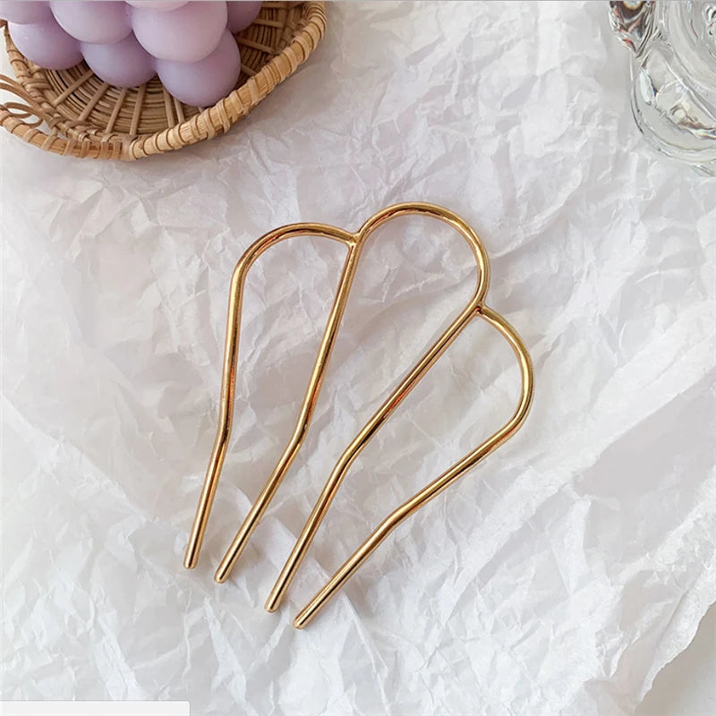 Épingle à cheveux en forme de 03/U pour femme, fermoir à cheveux en alliage féminin, accessoires pour chignon rétro français, perle élégante, peignes à fleurs, cadeau