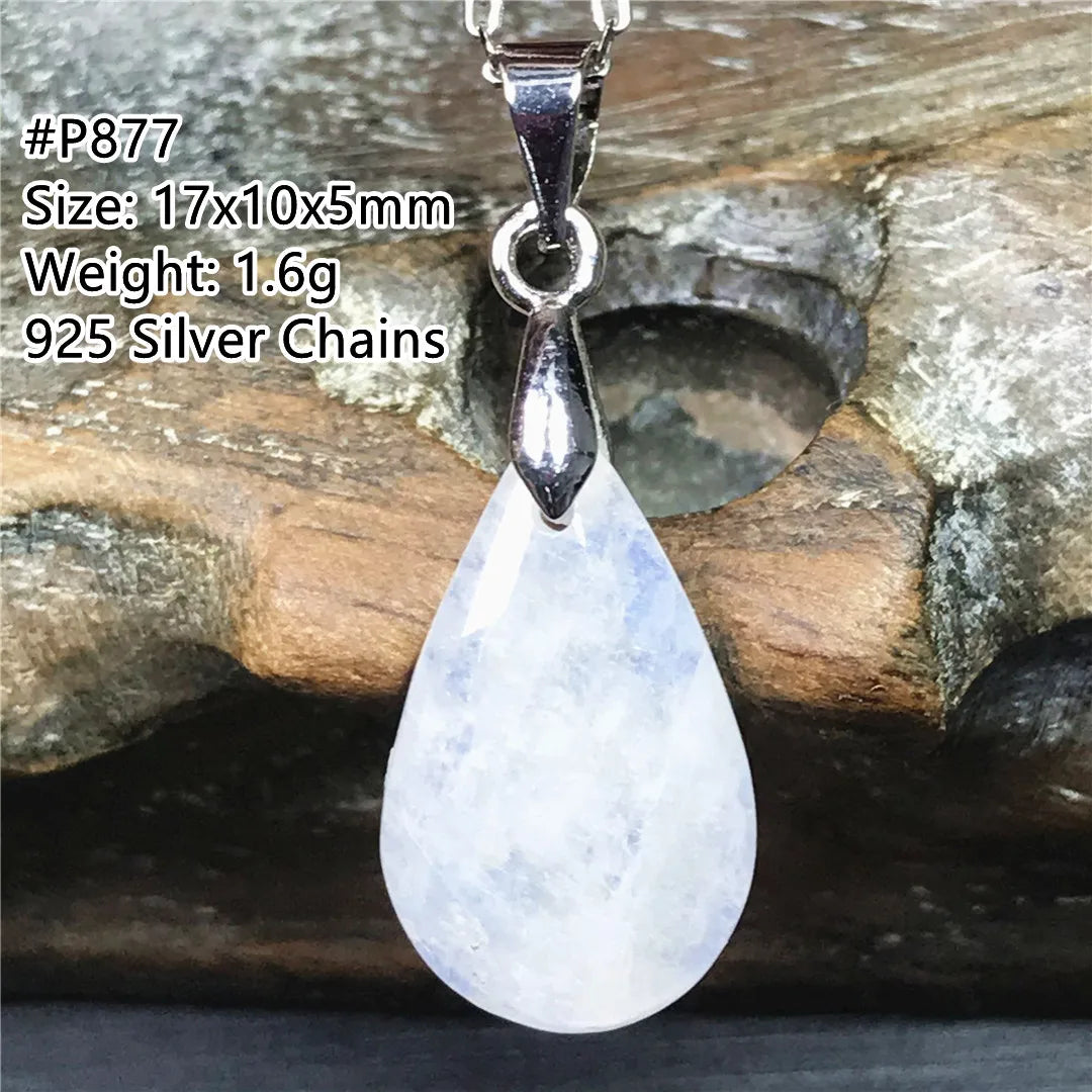 Pendentif en pierre de lune naturelle pour femme et homme, bijoux en argent 925, perles de pierre bleue claire, cristal, cadeau d'amour, Uto AAA