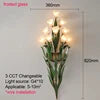 Artistic Flower Shaped LED Wall Light with Frosted Glass Shade Decorative Style for Living Room Background Iron Lamp Body
