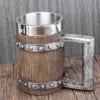 Medieval Resin Mug Germany Beer Barrel Cup Set Souvenir Bar Tools Stainless Steel Tankard Imitation Wooden Wine Bucket Cup