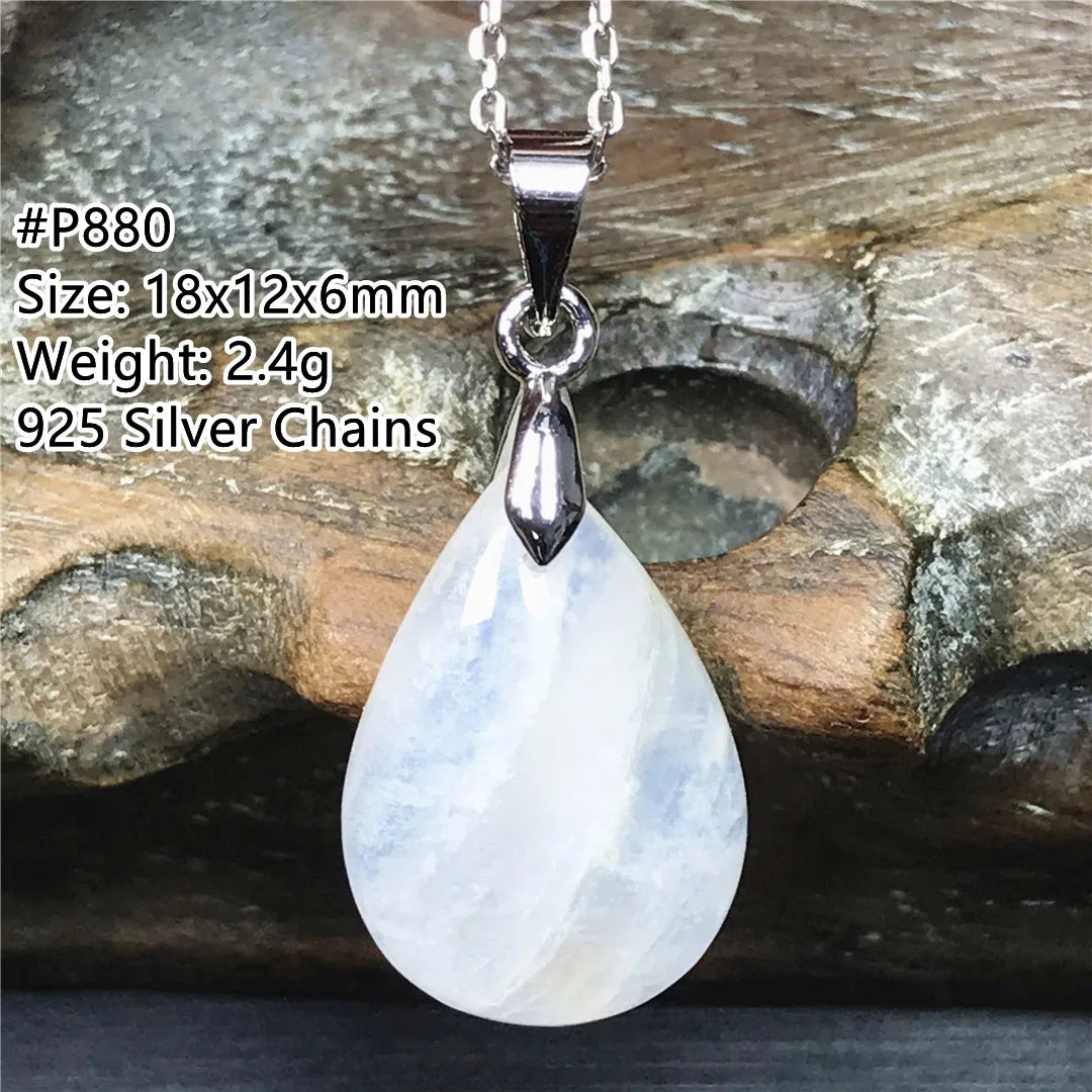 Pendentif en pierre de lune naturelle pour femme et homme, bijoux en argent 925, perles de pierre bleue claire, cristal, cadeau d'amour, Uto AAA