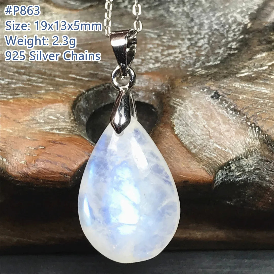 Pendentif en pierre de lune naturelle pour femme et homme, bijoux en argent 925, perles de pierre bleue claire, cristal, cadeau d'amour, Uto AAA