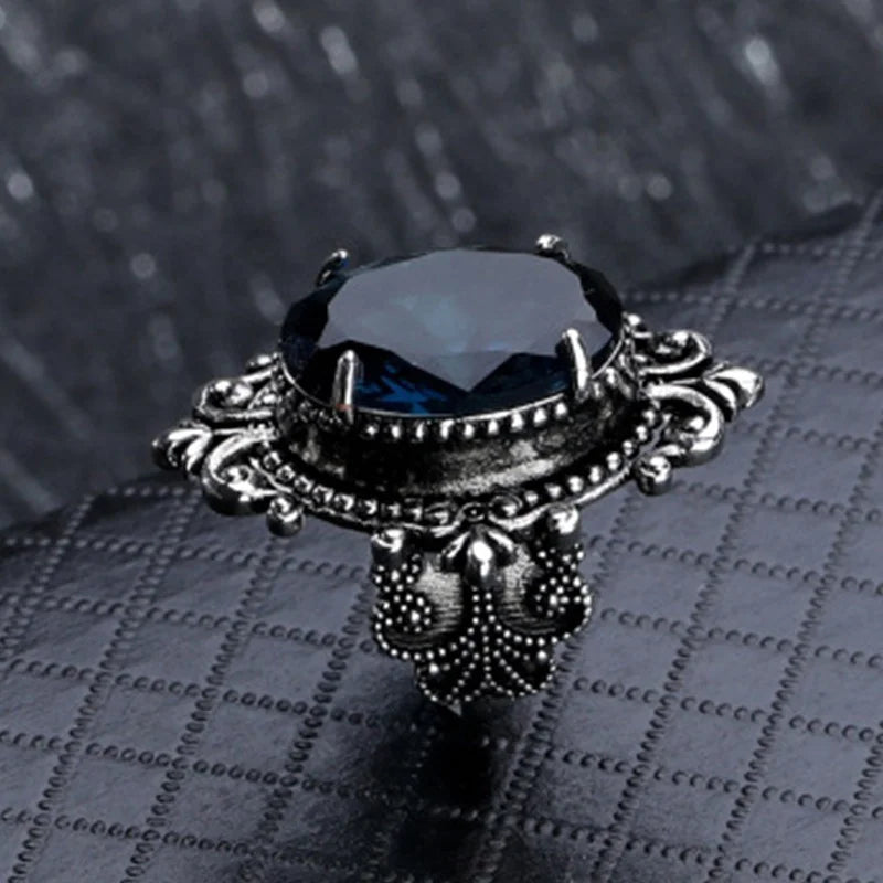 Bague en topaze bleu de mer, producteurs d'oies en argent thaïlandais rétro européens et jeunesse, bijoux à la main