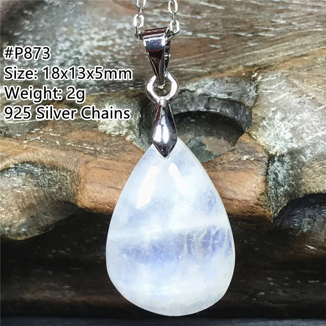 Pendentif en pierre de lune naturelle pour femme et homme, bijoux en argent 925, perles de pierre bleue claire, cristal, cadeau d'amour, Uto AAA