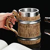 Medieval Resin Mug Germany Beer Barrel Cup Set Souvenir Bar Tools Stainless Steel Tankard Imitation Wooden Wine Bucket Cup