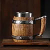 Medieval Resin Mug Germany Beer Barrel Cup Set Souvenir Bar Tools Stainless Steel Tankard Imitation Wooden Wine Bucket Cup