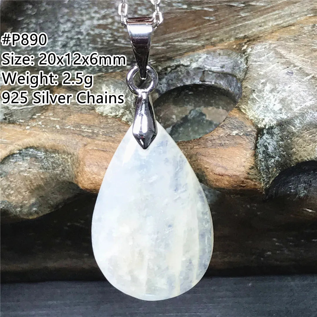 Pendentif en pierre de lune naturelle pour femme et homme, bijoux en argent 925, perles de pierre bleue claire, cristal, cadeau d'amour, Uto AAA