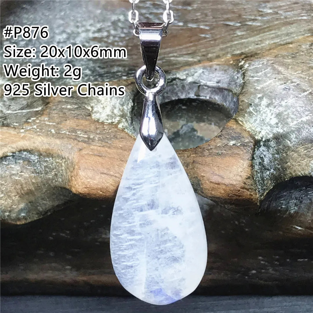 Pendentif en pierre de lune naturelle pour femme et homme, bijoux en argent 925, perles de pierre bleue claire, cristal, cadeau d'amour, Uto AAA
