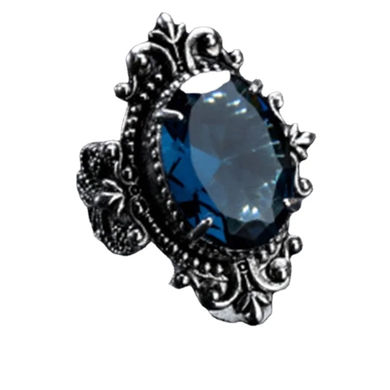 Bague en topaze bleu de mer, producteurs d'oies en argent thaïlandais rétro européens et jeunesse, bijoux à la main