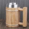 Medieval Resin Mug Germany Beer Barrel Cup Set Souvenir Bar Tools Stainless Steel Tankard Imitation Wooden Wine Bucket Cup