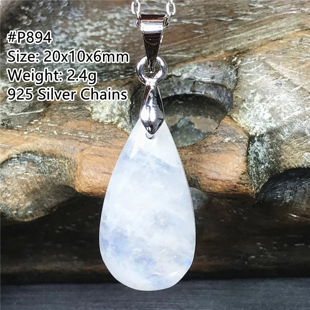 Pendentif en pierre de lune naturelle pour femme et homme, bijoux en argent 925, perles de pierre bleue claire, cristal, cadeau d'amour, Uto AAA