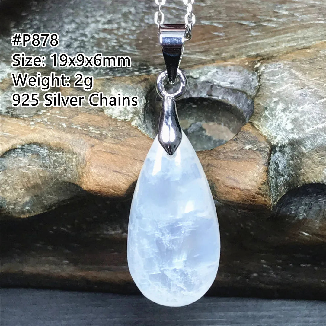 Pendentif en pierre de lune naturelle pour femme et homme, bijoux en argent 925, perles de pierre bleue claire, cristal, cadeau d'amour, Uto AAA