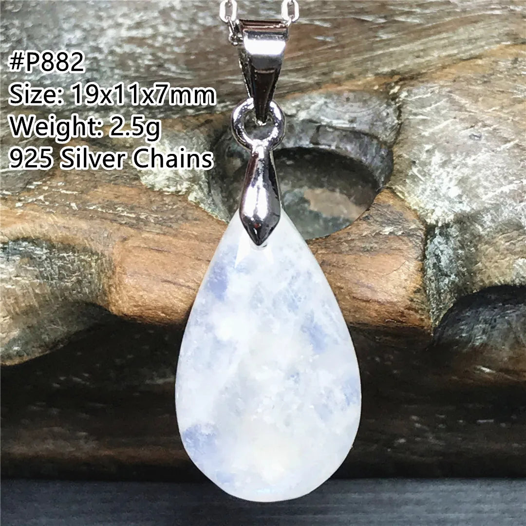 Pendentif en pierre de lune naturelle pour femme et homme, bijoux en argent 925, perles de pierre bleue claire, cristal, cadeau d'amour, Uto AAA