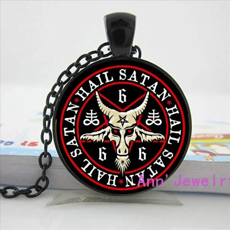 Collier Vintage en Bronze, pentagramme, pendentif, têtes de chèvre, baptême, bijoux, satanisme, gothique, HZ1