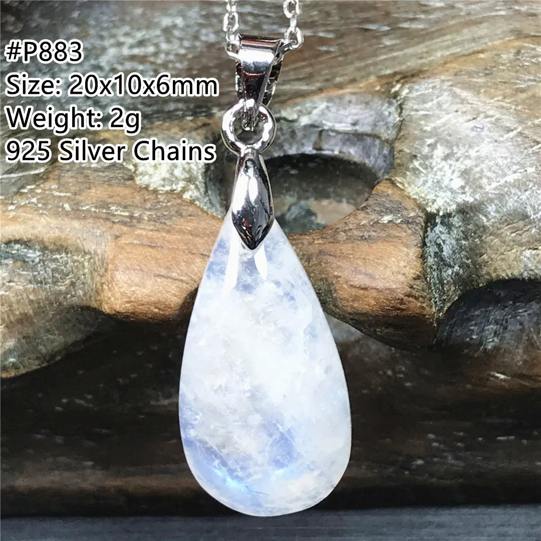 Pendentif en pierre de lune naturelle pour femme et homme, bijoux en argent 925, perles de pierre bleue claire, cristal, cadeau d'amour, Uto AAA