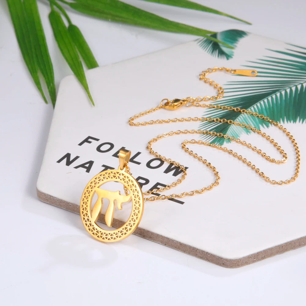 LIKGREAT Collier pendentif étoile de FC pour homme, symbole Chai, breloques judaïstes, kabbale israélienne, amulette du judaïsme, sourire, bijoux naturels