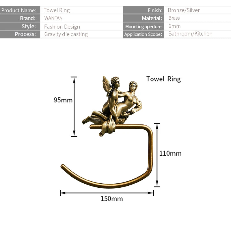 Support mural pour serviette en bronze – Série romantique MB-0816B, quincaillerie de salle de bain haut de gamme