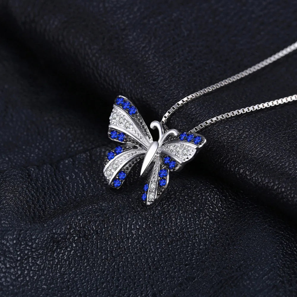 JewelryPalace – collier avec pendentif papillon bleu pour femmes, en argent Sterling 925, bijou fin et tendance, sans chaîne, cadeau idéal
