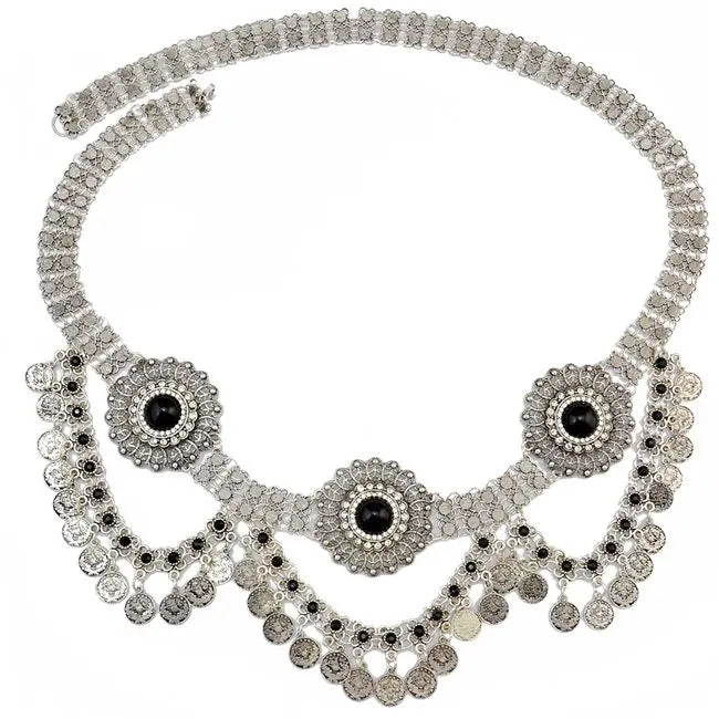 Ethnique gitane couleur métal ceinture corps chaînes Boho indien Sexy pièce gland perlé pierre danse du ventre taille chaîne tu Tribal bijoux