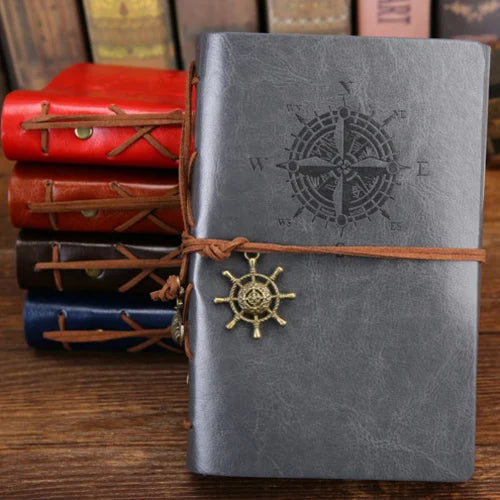 Carnet de notes rétro à spirale, bloc-notes Vintage avec ancres de Pirate, carnet de notes en cuir PU, papeterie remplaçable, cadeau, Journal de voyage