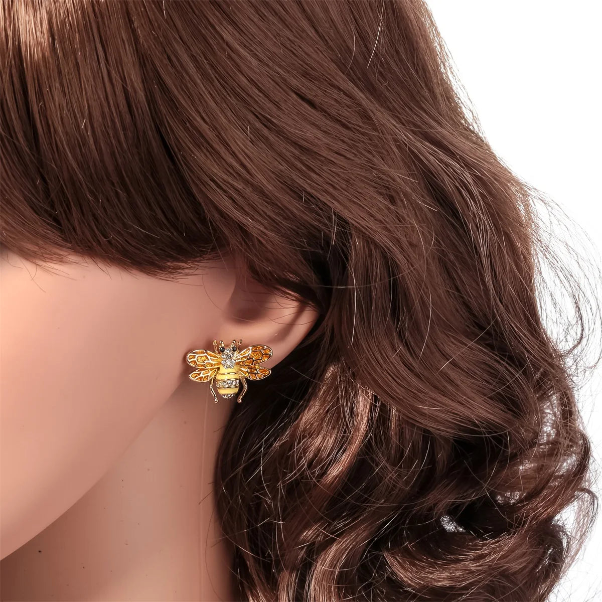 YACQ-boucles d'oreilles à clous d'abeille en cristal autrichien, couleur or, bijoux à la mode, cadeaux d'anniversaire pour femmes, mamans et filles, Bee7, livraison directe