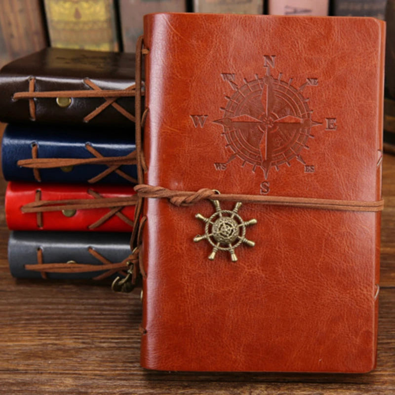Carnet de notes rétro à spirale, bloc-notes Vintage avec ancres de Pirate, carnet de notes en cuir PU, papeterie remplaçable, cadeau, Journal de voyage